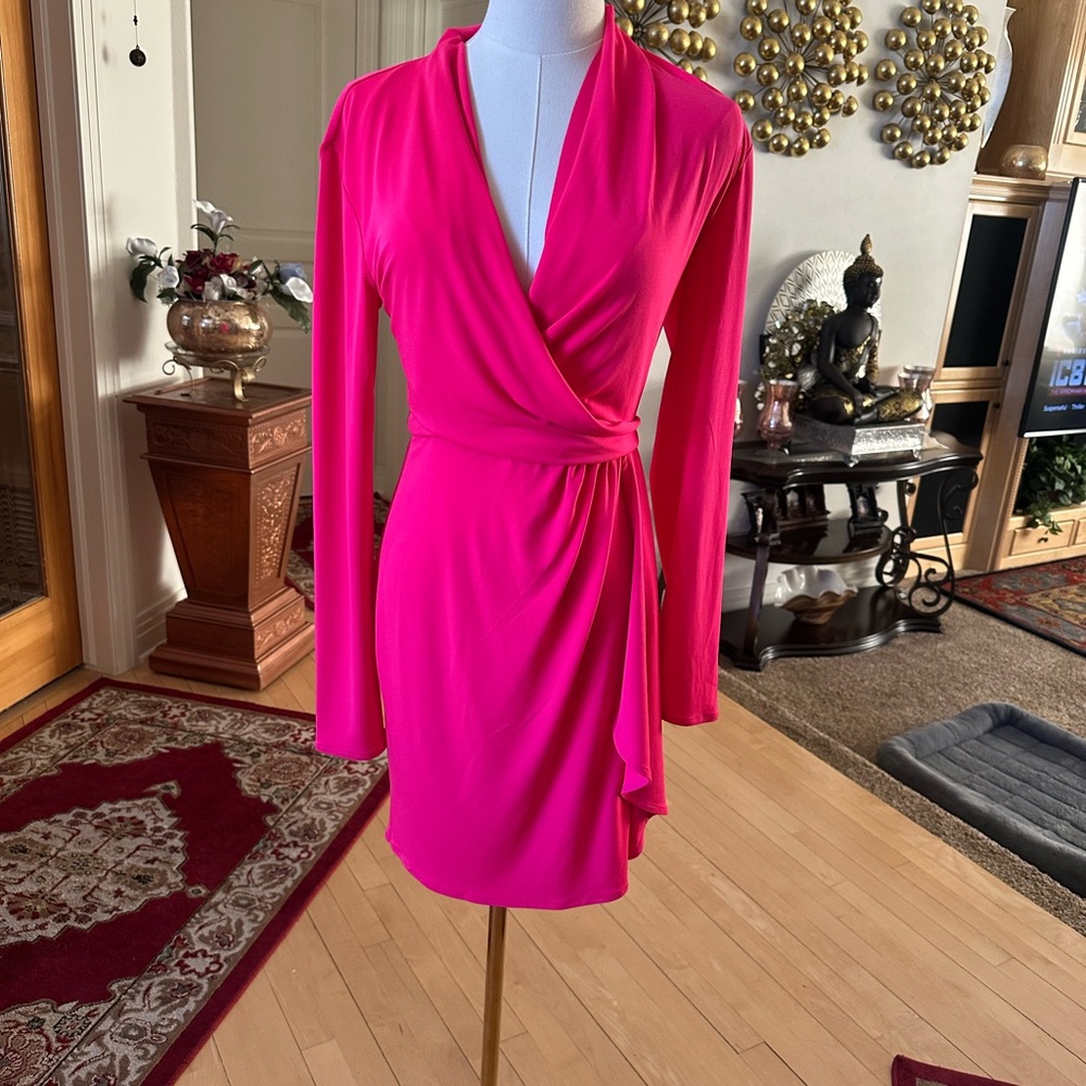 Victoria's Secret Pink Ruched Sheath Dress with Long Bell Sleeves